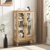 SpassWay 44"H Cherry Lighted Curio Cabinet with 2 Tempered Glass Doors Mirrored Back Panel Adjustable Shelves Display for Home Office Bulb Included - 3 of 4