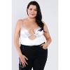 Slickblue Plus Size Silk Bodysuit, Spaghetti Strap, Silver Chain Detail, Center Keyhole, High Thong, 4 Colors, Size 1XL-3XL - 2 of 4