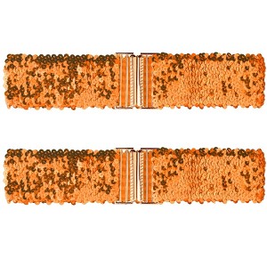 INSPIRE CHIC Women's Shinny Wide Waist Belts Interlock Buckles Sequins Decor Stretchy Belts 2 Pcs 23.62" - 1 of 4