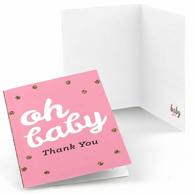 Big Dot of Happiness Hello Little One - Pink and Gold - Girl Baby Shower Thank You Cards (8 count), 1 of 7