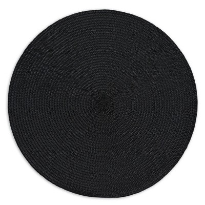Black Round Vinyl Placemat Set of 6