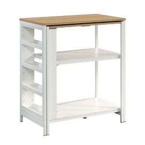 Sauder Counter Height Kitchen Island Baltic Oak Trim White: Modern Laminate Surface, Metal Frame, 5 Shelves - 1 of 4