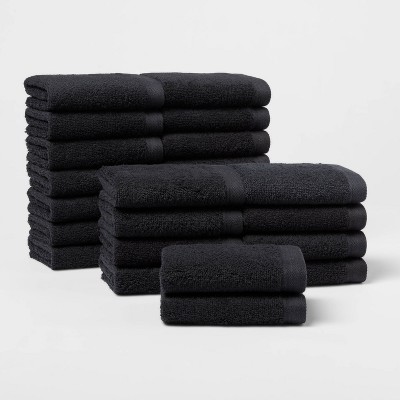 24pk Washcloth Set Black - Room Essentials™