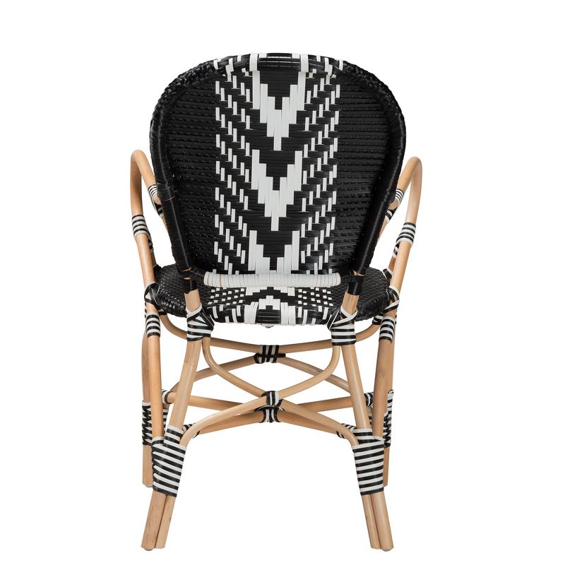 bali & pari Wallis Modern French Two-Tone Black and White Weaving and Natural Rattan Indoor Dining Chair, 5 of 10