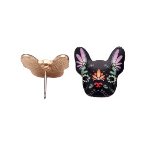 French Bulldog Boston Terrier Stud Earrings Enamel Colorful From the Ginger Lyne Collection - 1 of 4