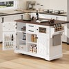 KTMBDW 54.9" Kitchen Island with Drop Leaf, Kitchen Storage Cart with 4 Door Shelves, Rolling Kitchen Island on 4 Wheels for Kitchen, Dining Room - 2 of 4