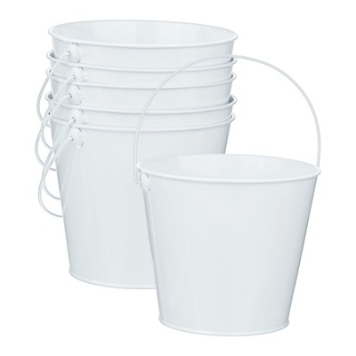 Unique Bargains Galvanized Metal Rustic Multipurpose Bucket with Handle 6 Pcs