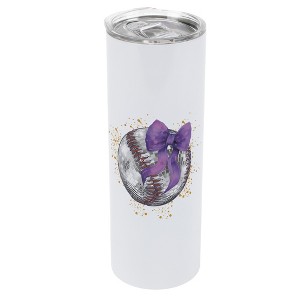 Elanze Designs 20 Ounce Stainless Steel On the Go Travel Tumbler With Push Top Lid, Baseball With Purple Bow - 1 of 1