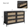 Syemin Decorative Storage Cabinets Modern Rattan Closet 6-Drawer Dresser, Wood Storage Cabinet, Kitchen Pantry with Organizer, Black, 47"*15.7"*30" - 3 of 4