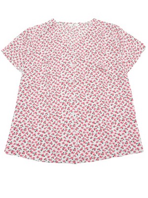 Agnes Orinda Women's Plus Size V-Neck Single Breasted Floral Print Blouses