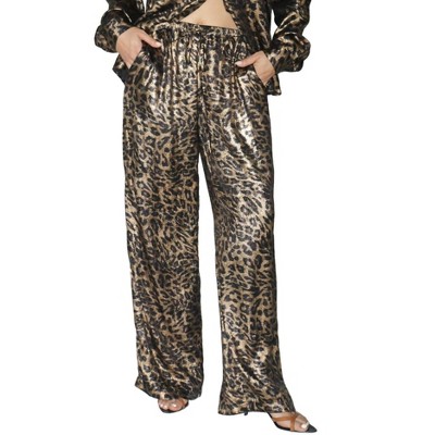 Women's Metallic Leopard Satin Pant - Bailey Rose