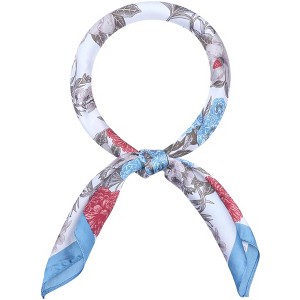 INSPIRE CHIC Women's Floral Printed Satin Square Flowers Silky Neck Scarves 1Pc - 1 of 4