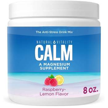 Natural Vitality CALM Mineral Magnesium Supplement Powder - Raspberry Lemon - 8oz
