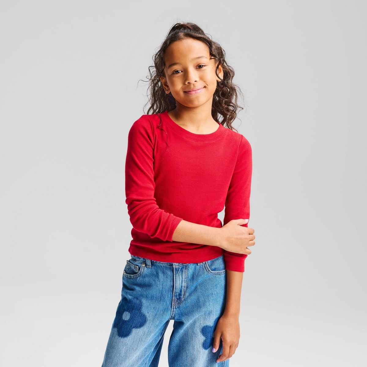 Girls' Long Sleeve Fitted T-Shirt - Cat & Jack™ - thumbnail 10
