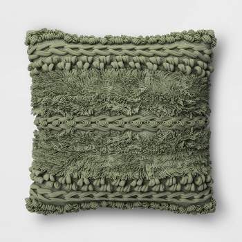 Tufted and Braided Striped Square Throw Pillow - Threshold™