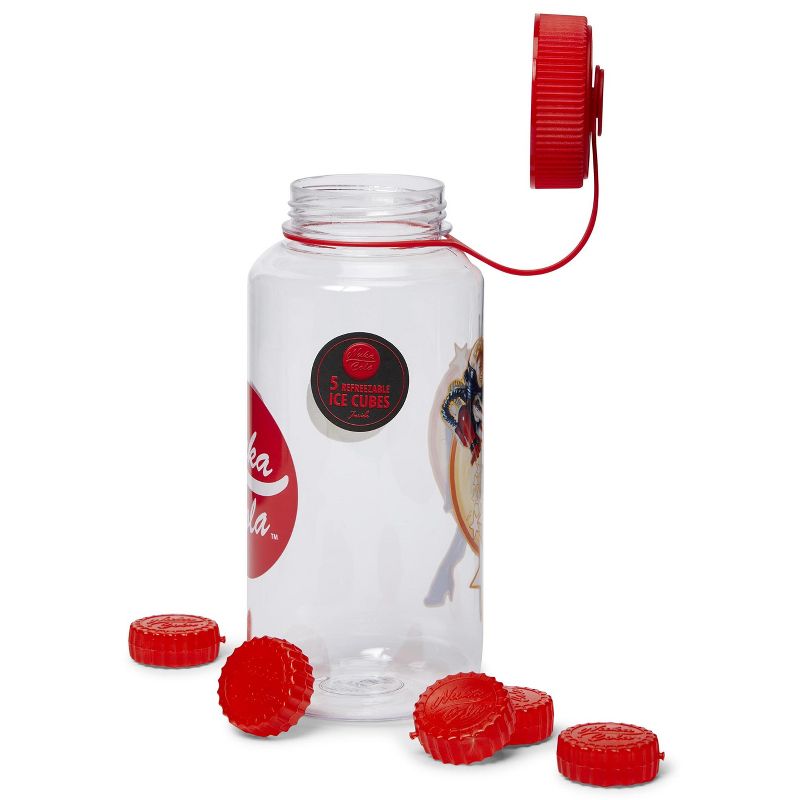 Just Funky Fallout Nuka Cola Logo Plastic Water Bottle w/ Lid & Molded Ice Cubes - 34-Ounce, 3 of 7