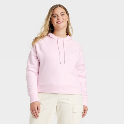 Women's Cropped Hooded Zip-Up Sweatshirt - Universal Thread™ Pink S