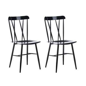 Set of 2 Savannah Metal Dining Chairs Black - Boraam