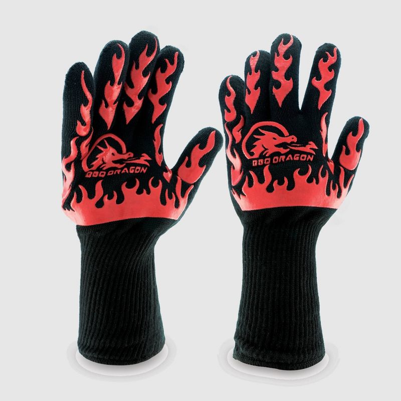 BBQ Extreme Heat Resistant Grill Gloves Black - BBQ Dragon, 1 of 9
