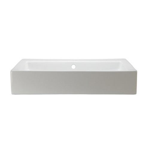 Decolav 1444 Tallia 22 1 4 Rectangular Vitreous China Vessel Lavatory Sink With Overflow And Single Faucet Hole