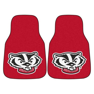 NCAA University of Wisconsin Badgers Carpet Car Mat Set - 2pc