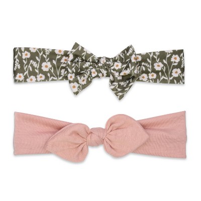Carter's Just One You® Baby Girls' 2pk Bow Headwrap Set - Green/Pink