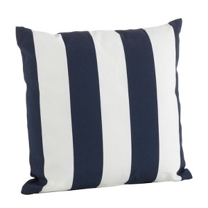 Saro Lifestyle Classic Stripe Indoor/Outdoor Toss Throw Pillow - Poly Filled, 21", Blue - 1 of 3