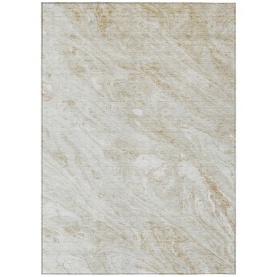 Ivory Beige And Tan Abstract Washable Indoor Outdoor Area Rug