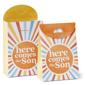Big Dot of Happiness Here Comes The Son Favor Boxes, Boy Boho Baby Shower Decorations, Retro Sunshine Party Goodie Gift Bags - Set of 12 - 1 of 4