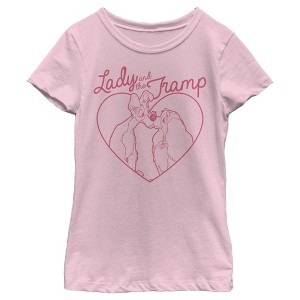 Girl's Lady and the Tramp Pink Nose Kisses T-Shirt - 1 of 4