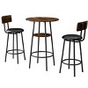DOMETOUR Round Dining Table Set of 3 (1 Pc Two-level Small Bar Table+ 2Pcs Upholstered Bar Chairs with Backrest) for Restaurants, Cafes, Bars - 4 of 4