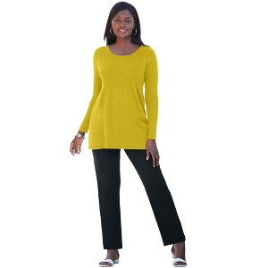 Jessica London Ribbed Baby Doll Tunic Sweater - 1 of 4