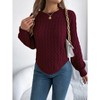 Women's Cable Knit Sweater Casual Long Sleeves Round Neck Pullover Top - 2 of 4