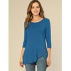 Allegra K Women's 3/4 Sleeve Round Neck Button Decor Casual Stretchy Tunic Tops - 4 of 4