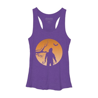 Women's Design By Humans Yeti Halloween Harvest Moon By LivedInTees Racerback Tank Top