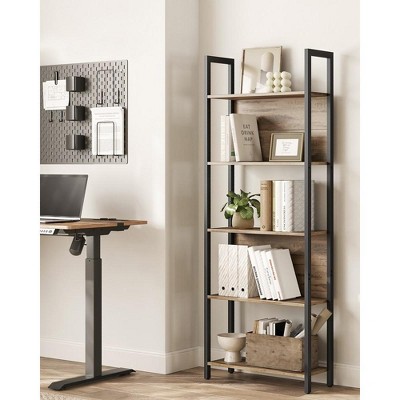 Vasagle 5tier Bookshelf, Storage Rack Shelf Camel Brown And Black Target