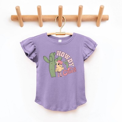 The Juniper Shop Howdy Chick Toddler Flutter Sleeve Tee