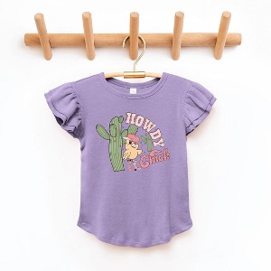 The Juniper Shop Howdy Chick Toddler Flutter Sleeve Tee - 1 of 2