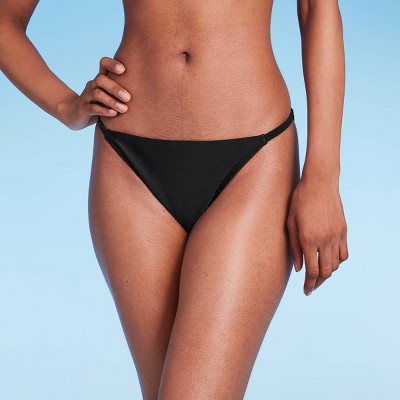 Kona Sol Black Medium Coverage Tab Hipster Bikini Bottom Women's Size -  beyond exchange