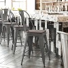 Emma and Oliver Clear Coated Metal Stool with Backrest and Polyresin Seat for Indoor Use Only - 2 of 4