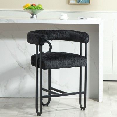 Black Counter Height Barstools Set Of 2,upholstered Modern Armless ...