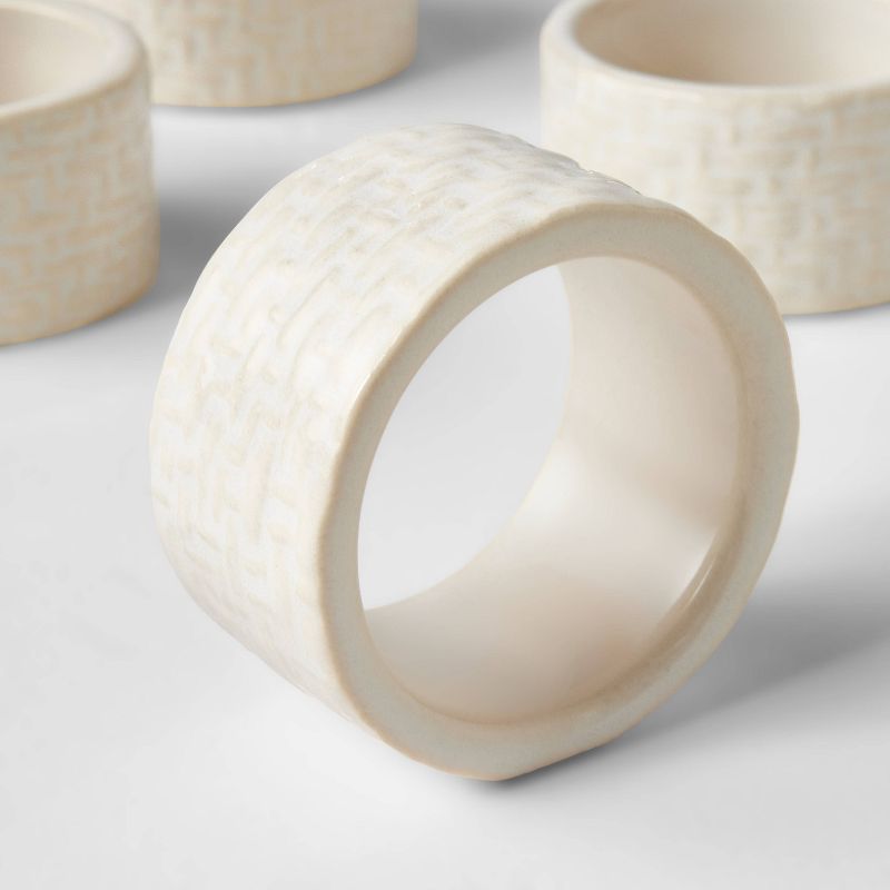 4pc Stoneware Napkin Rings Cream - Threshold&#8482; designed with Studio McGee, 4 of 5