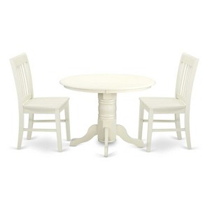 HomeStock 3-Pc Linen White Finish Solid Wood Top - Round Dining Room Set - Seats-4 - 1 of 4