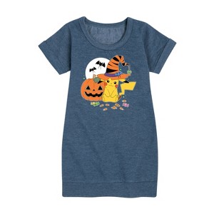 - Pokémon - Witch Pikachu With Candy Graphic Short Sleeve Fleece Dress - 1 of 4