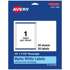 Avery Matte White Rectangle Labels, 10" x 7.5" - 1 of 4