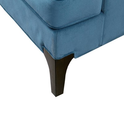 Anna Blue Velvet Club Accent Chair with Tapered Legs