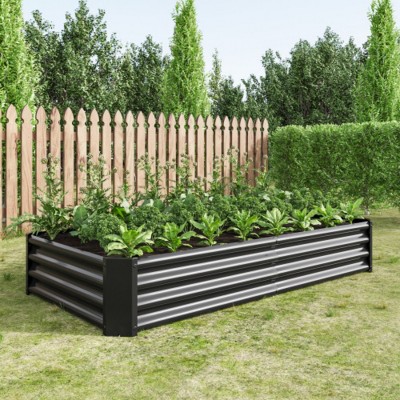 Rectangle Metal Raised Bed Garden,Metal Plant Pots Outdoor with Open Bottom Design,Garden Planter Boxes for Flowers,Vegetables-Coolbibila