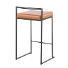 LumiSource Set of 3 Fuji Stacker Counter Height Barstools Black Metal/Camel PU - 4 of 4