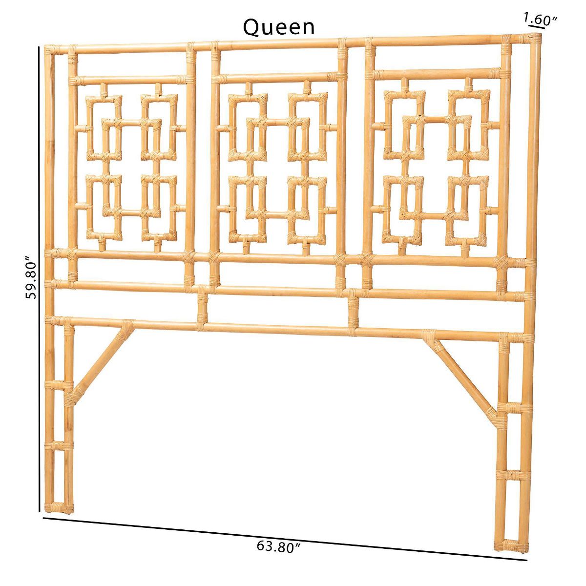 bali & pari Queen Size Galvan Rattan Standalone Headboard Light Honey - thumbnail 7
