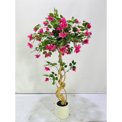 Artificial Bougainvillea Tree, 4ft/6ft Tall Realistic Faux Tree In Pot, with Flowers And Leaves